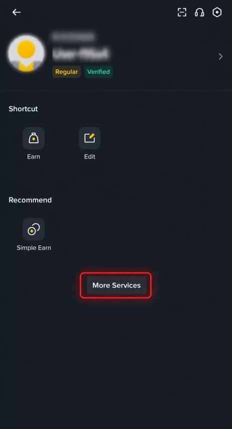 Tapping More Services in the Binance app