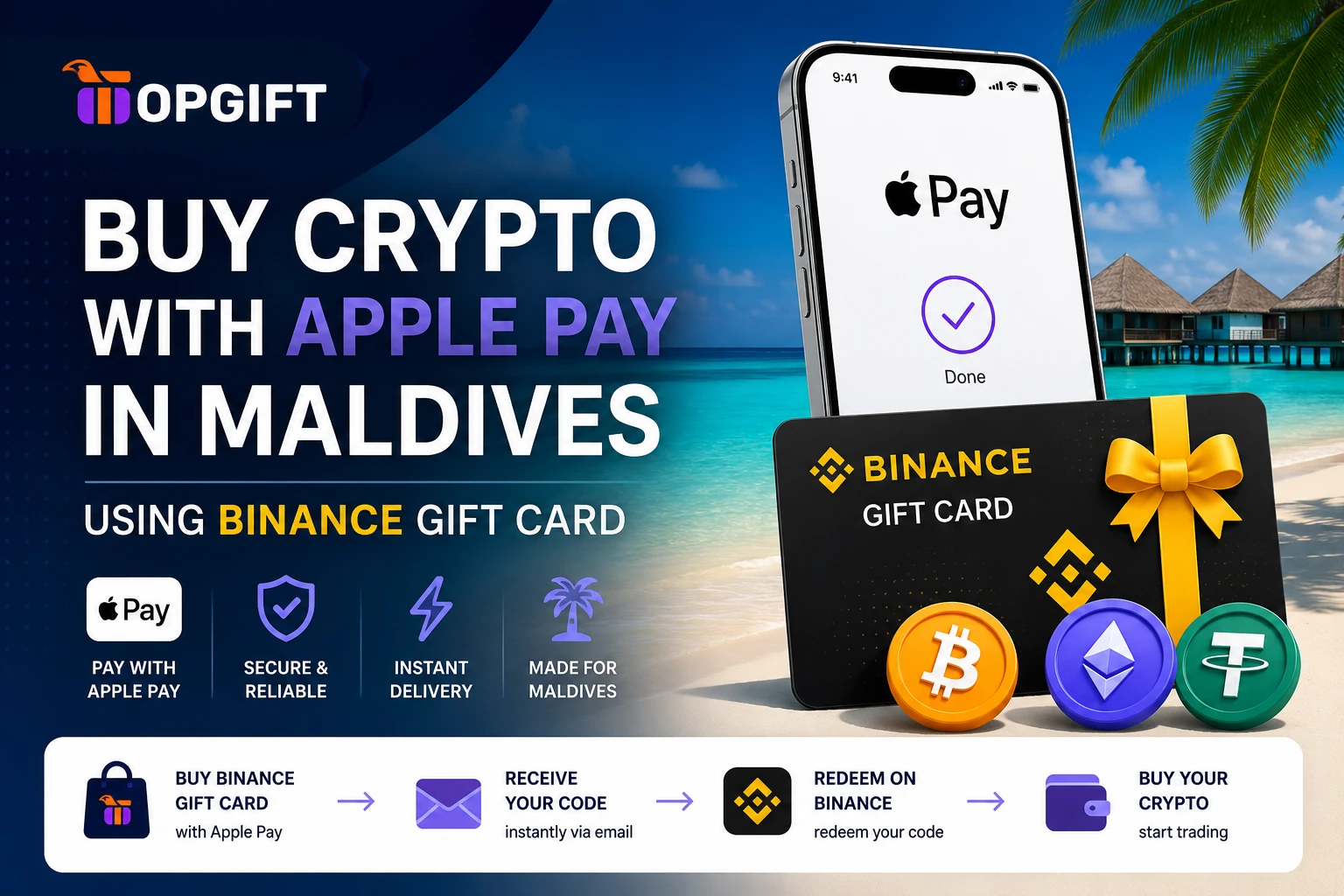 Buy crypto with Apple Pay in Maldives using Binance Gift Card