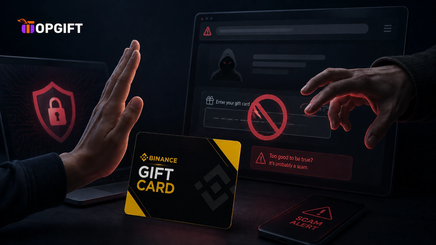 Never enter your Binance gift card code on any site but Binance