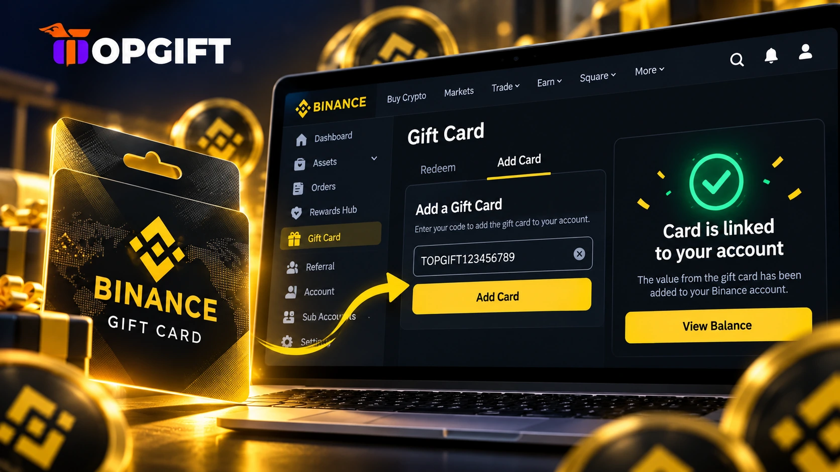 How to add a Binance Gift Card to your account