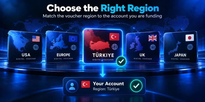 Match the voucher region to the account you are funding