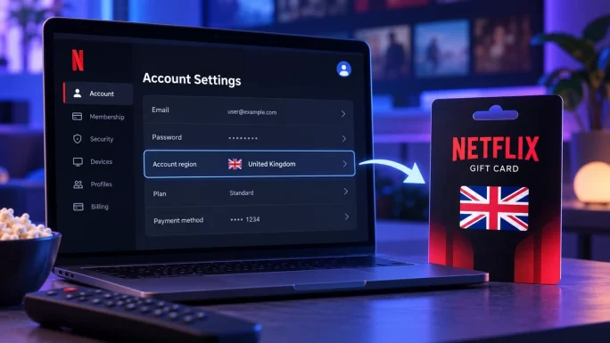 Matching a Netflix gift card to your account region