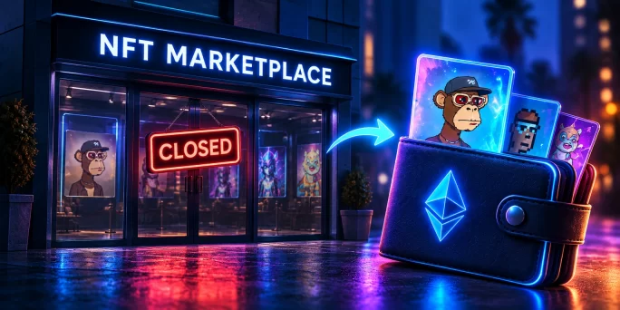 An NFT stays in your wallet even when the marketplace closes