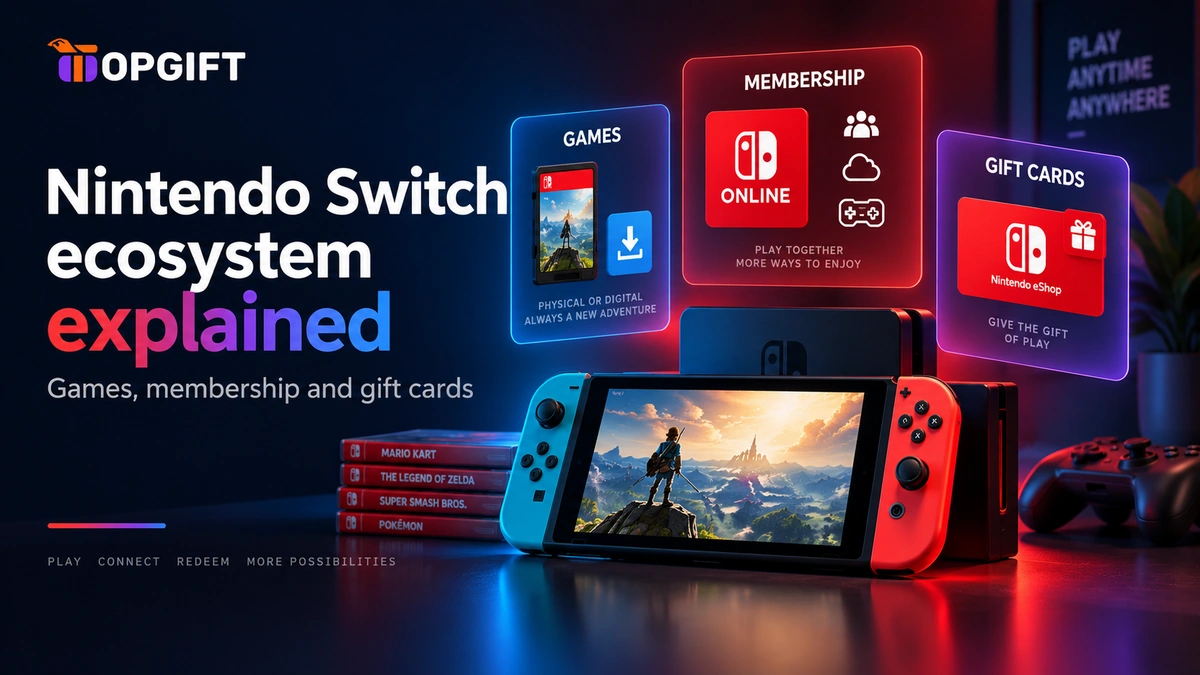 Nintendo Switch games, membership and gift cards explained