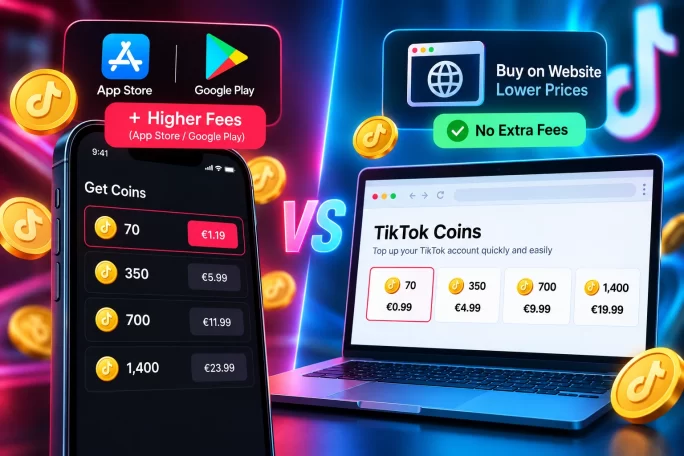Buying TikTok Coins in the app costs more than topping up on the website