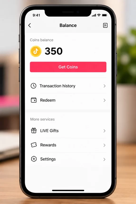 Checking the TikTok Coins balance in the TikTok app