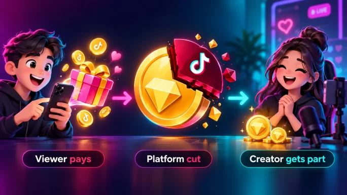 The creator receives only part of what a gift costs the viewer