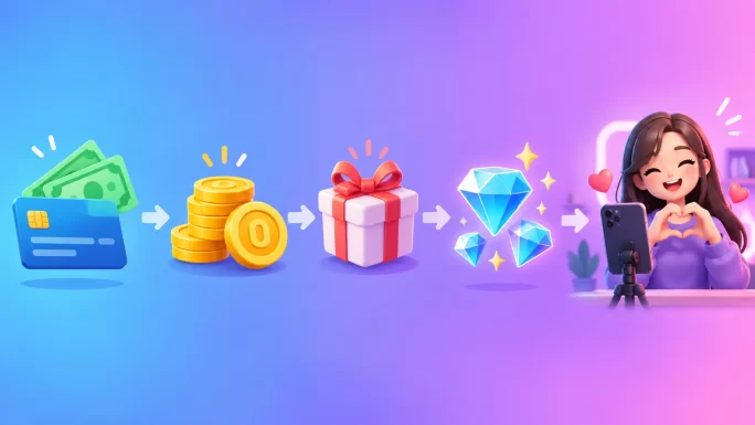 Money becomes Coins, Coins become a gift, and gifts become Diamonds for the creator