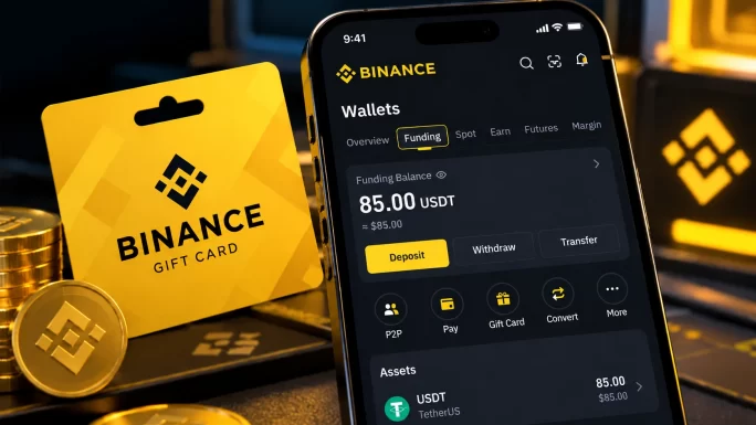 Redeemed Binance gift card crypto in the Funding wallet