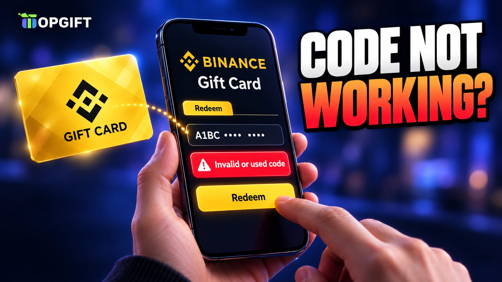Binance gift card not working, redeem errors and fixes
