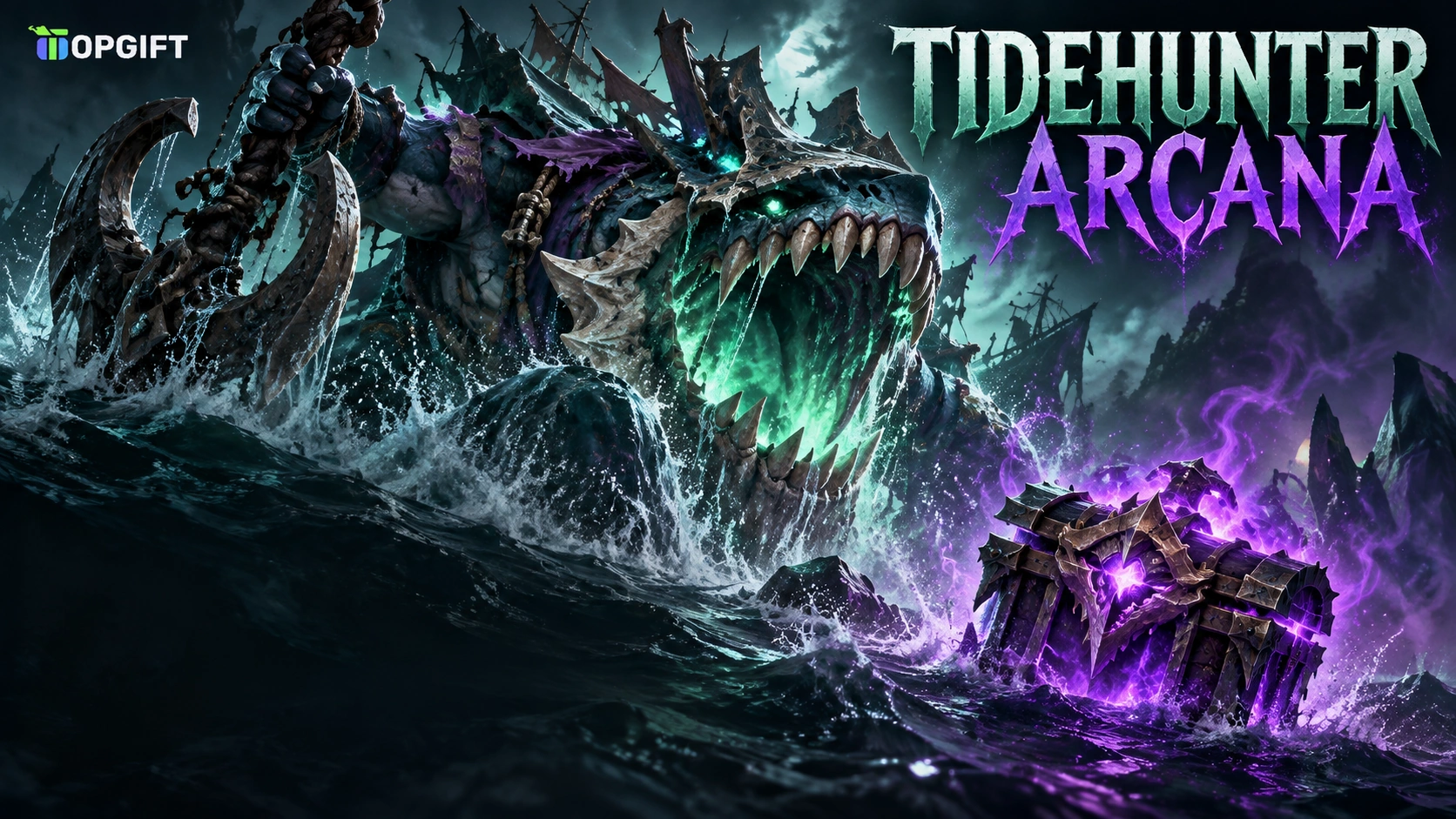 Dota 2 Trove of Terror treasure with Tidehunter Arcana Maw of the Megalodon