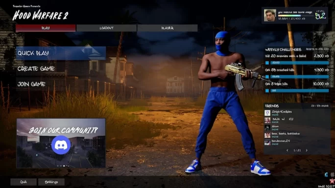 Hood Warfare 2 main menu