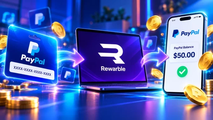 PayPal gift card redeemed through Rewarble to PayPal balance