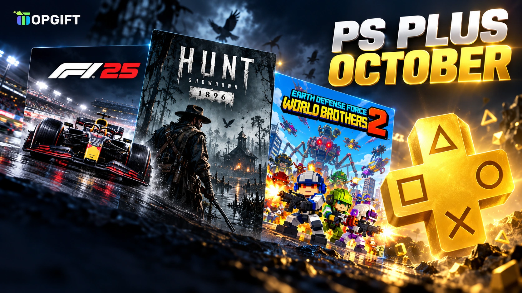 PS Plus October 2026 games F1 25, Hunt Showdown 1896 and Earth Defense Force World Brothers 2