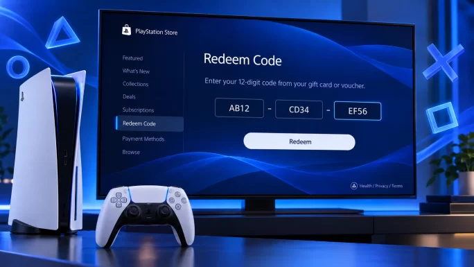Redeeming a 12-digit PSN gift card code on PS5