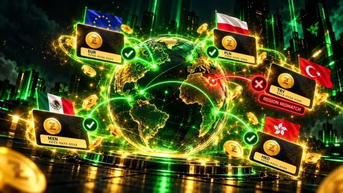 Razer Gold gift card regions and wallet currencies