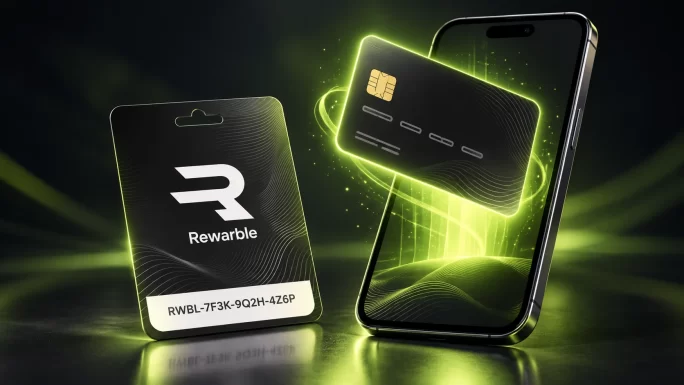 Gift card code turning into a virtual prepaid card on a phone