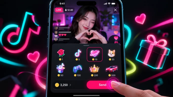Sending a gift from the gift panel on TikTok LIVE