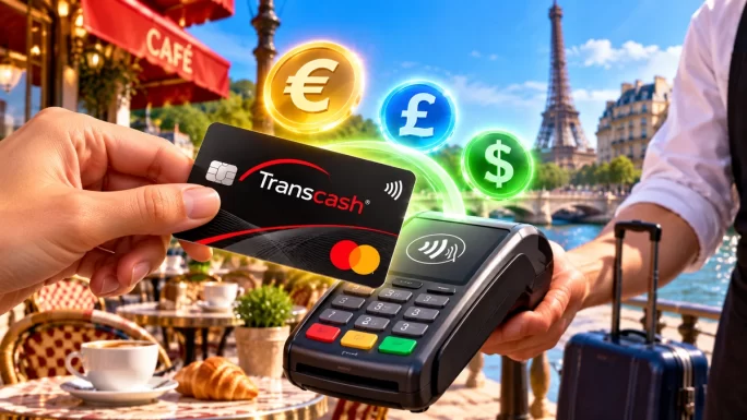 Paying with a Transcash card at a cafe in Paris