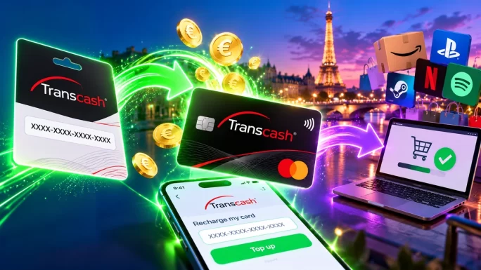 How to use a Transcash voucher to top up the card and pay online